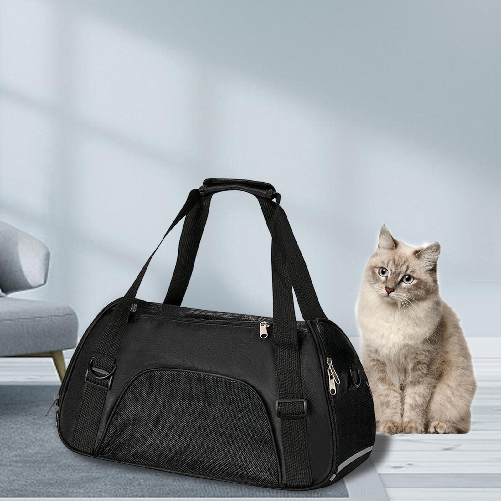 Enakshi Fashion Pet Carrier Bag - Adjustable Shoulder Strap, Breathable Mesh, Portable Small Black | Dog & Cat Carrier Tote | Travel, Vet Visits, Outdoor Adventures