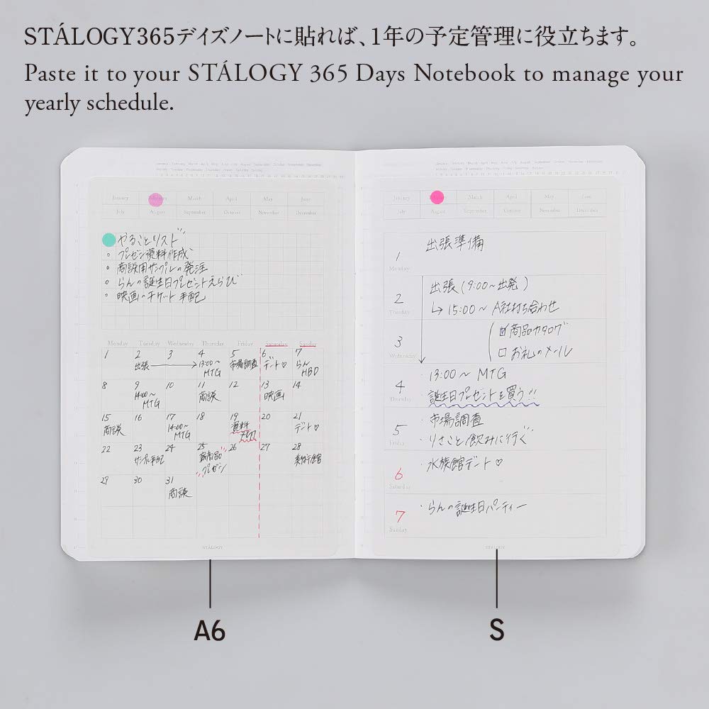 STALOGY S2402 Peel & Stick Weekly Calendar Sticker - Self-Adhesive Planner Stickers for Bullet Journals, DIY Projects, and Office Organization (Size S)