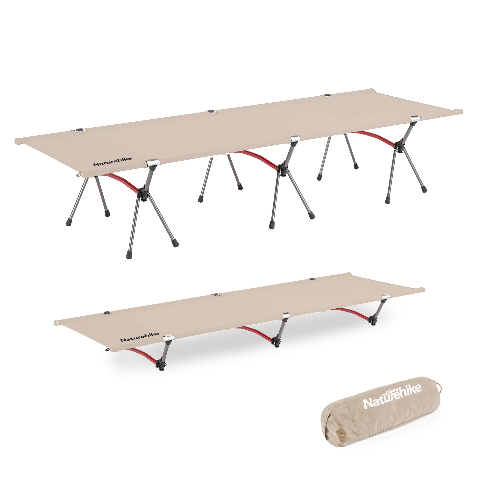 Naturehike ArmyWild Camping Cot with Leg Extenders - Ultralight Folding Backpacking Cot Supports 330lbs - Portable Camping Bed for Outdoor Adventures, Hiking, Travel & Home Use - Perfect for Camping Trips, Backpacking & Emergency Preparedness