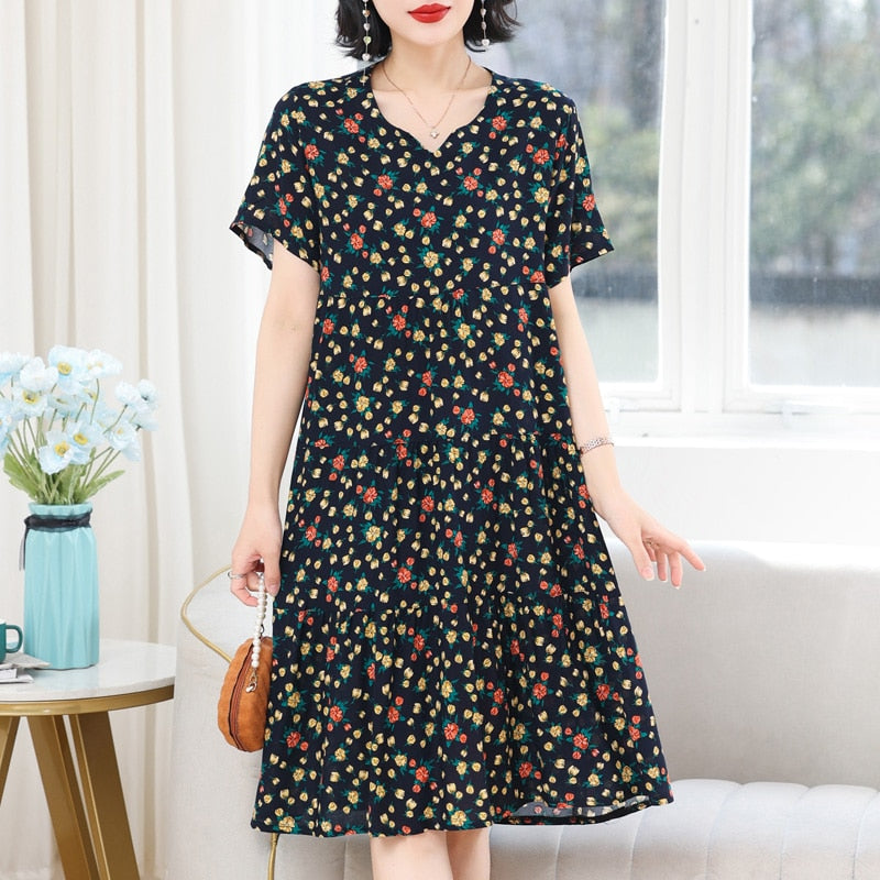 Women's Slim Fit Loose V-Neck Casual Dress - Flowy Summer Dress for Beach, Party & Everyday Wear