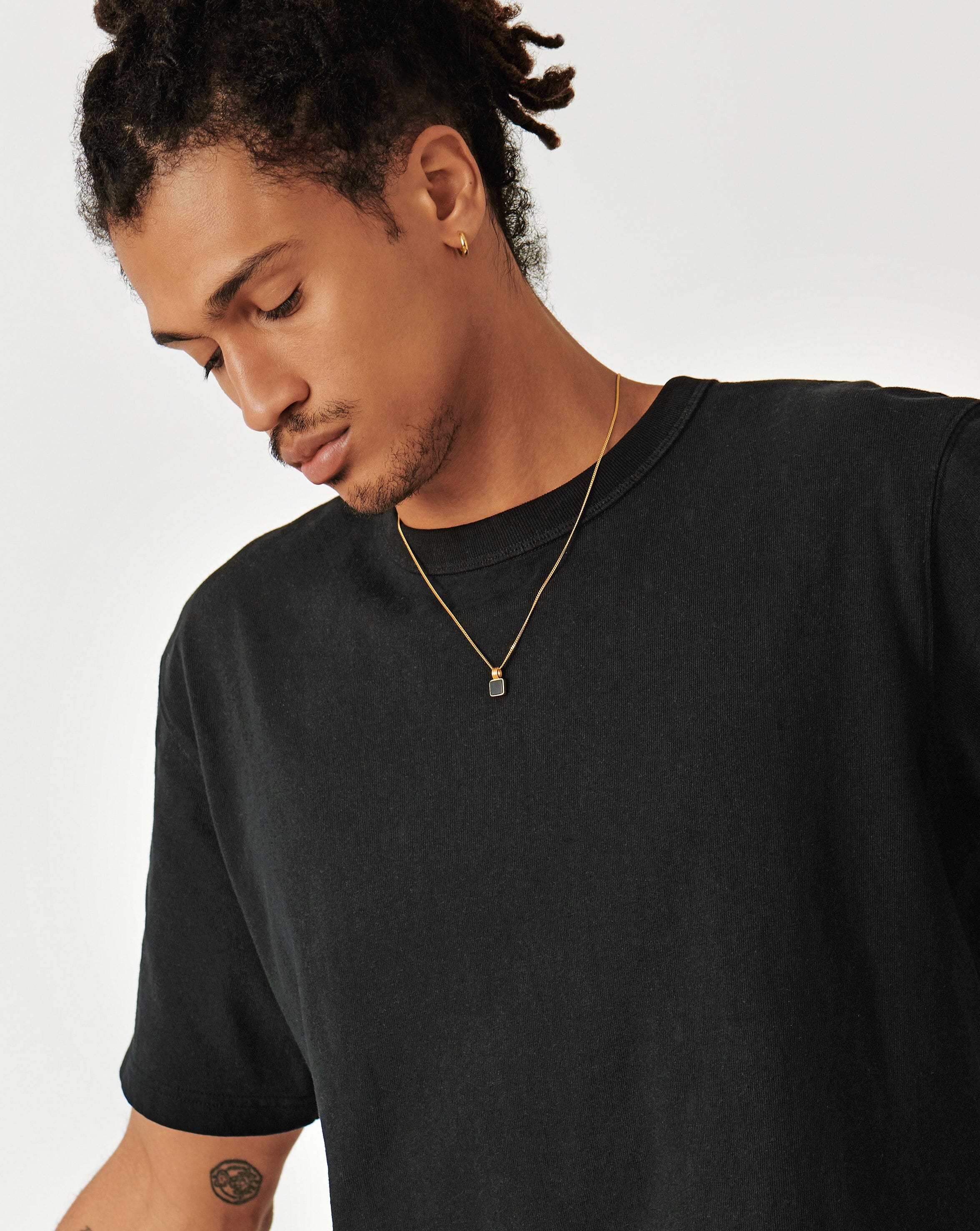 Men's Square Black Onyx Pendant Necklace - Lucy Williams Collection | Perfect for Gifts, Formal Occasions & Everyday Wear