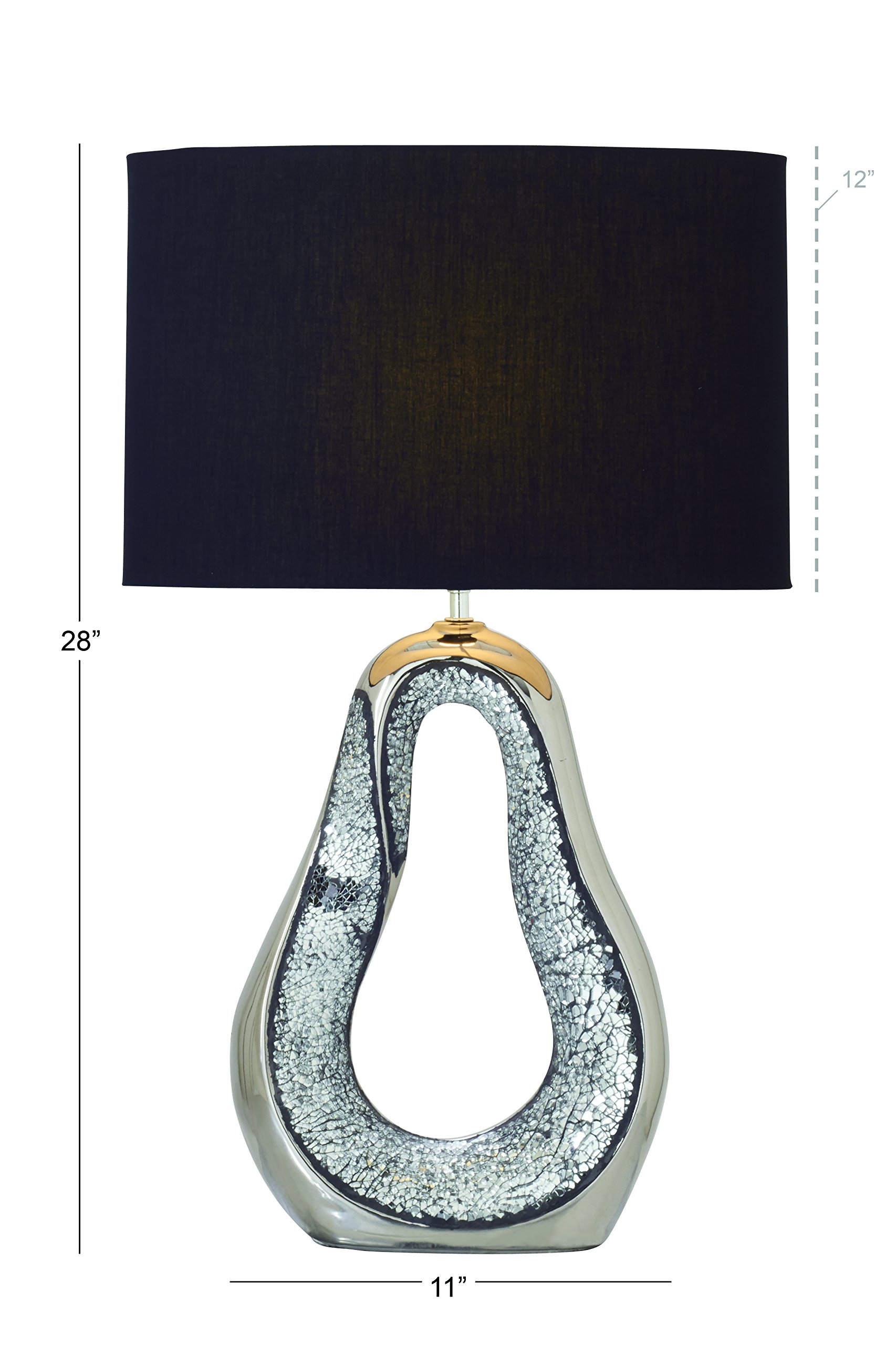 Deco 79 Silver Mosaic Mirror Ceramic Table Lamp - 17