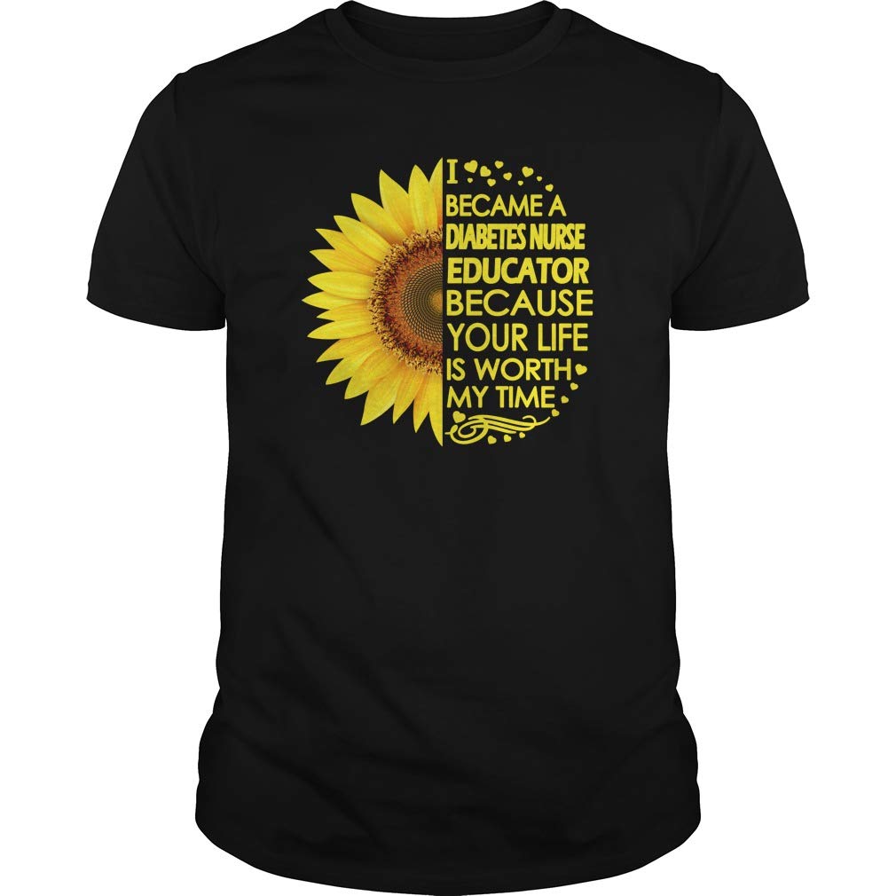 Diabetes Nurse Educator Sunflower T-Shirts - Unisex Cotton Tee for Medical Professionals & Healthcare Workers - Perfect for Nursing School, Diabetes Awareness Events & Casual Wear