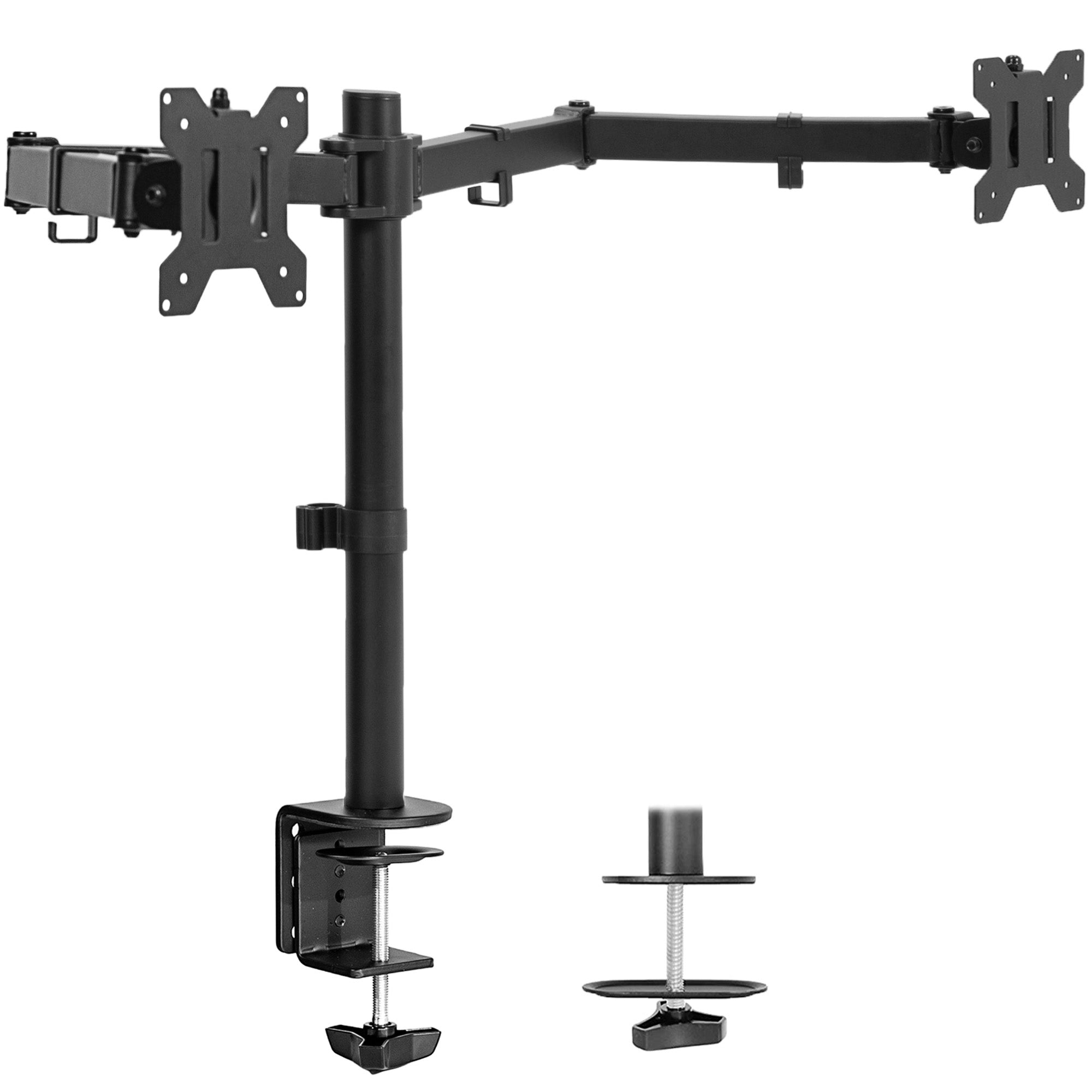 VIVO Dual Monitor Stand - Adjustable Desk Mount for 13 to 32 Inch Screens - Ergonomic VESA Compatible Monitor Arm for Home Office, Gaming & Workstation Setup