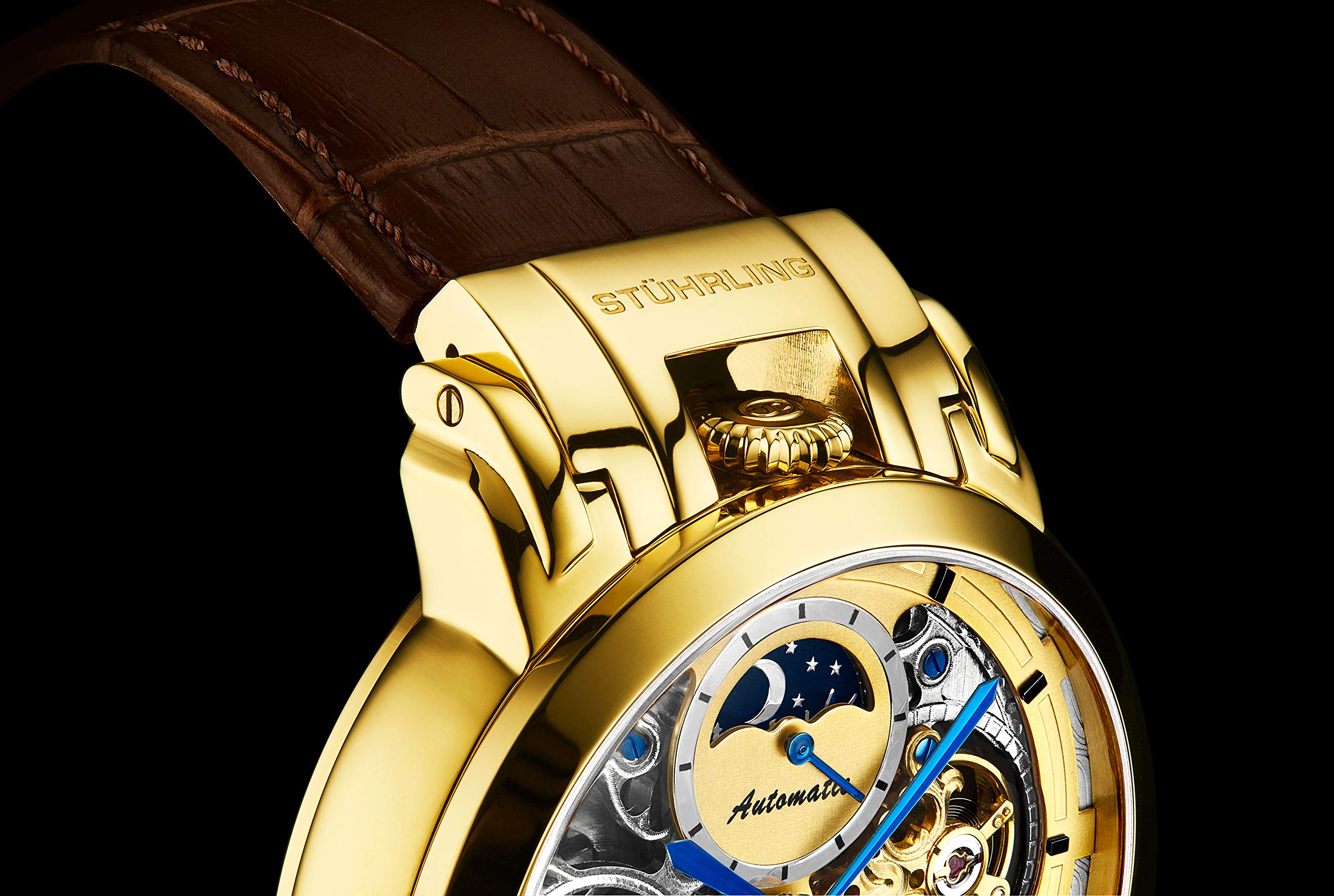 Stuhrling Original Men's Automatic Skeleton Watch - Luxury Leather Dress Watch with Stainless Steel Case - Self-Winding Mechanical Analog Watch for Men | Perfect for Business, Formal Events & Everyday Wear