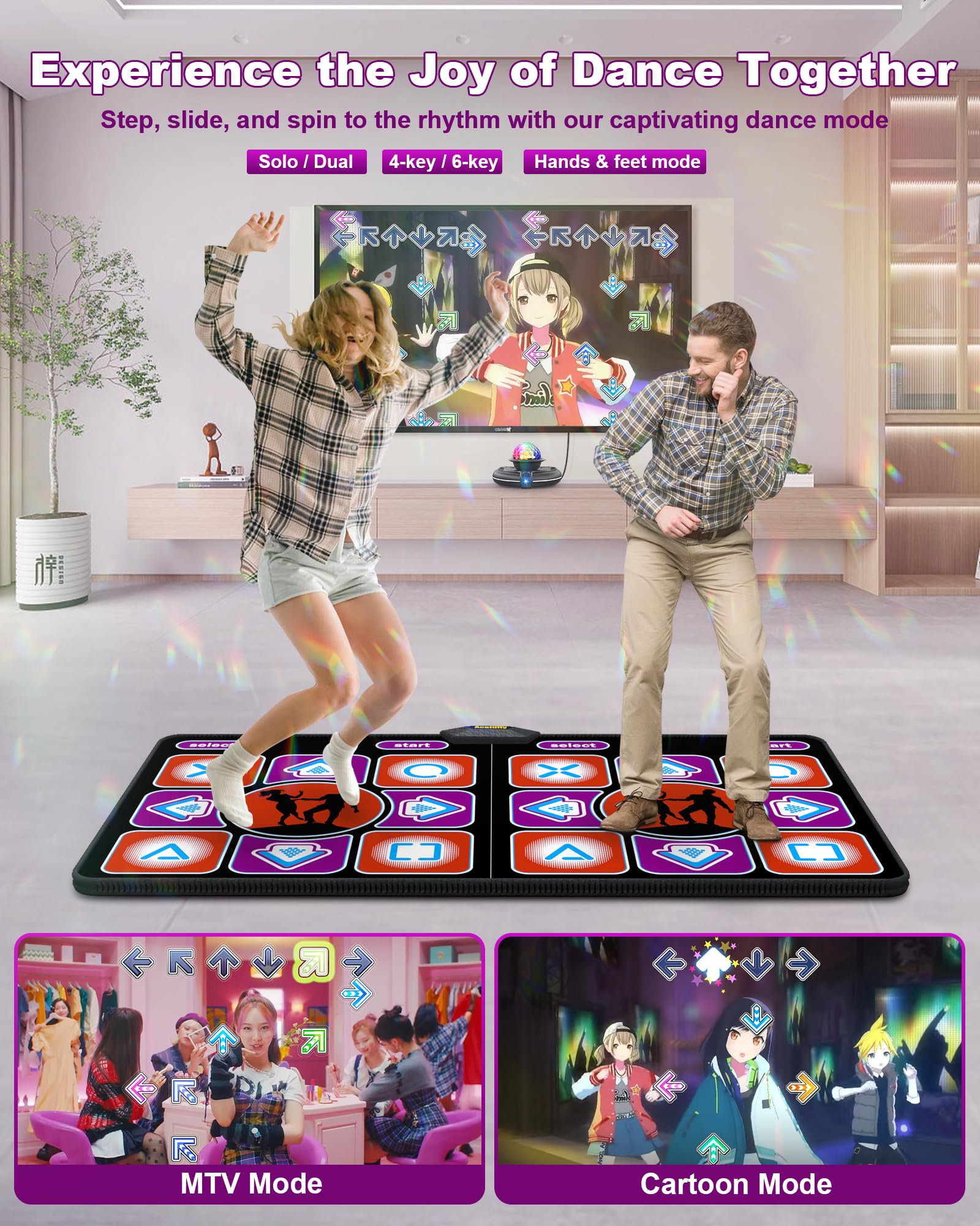 Double Dance Mat - Wireless Anti-Slip Fitness Dance Pad with Camera for TV, Kids & Adults Dance Game Mat Toy Gift for 3-12 Year Old Girls & Boys (Black) - Perfect for Family Fun & Indoor Exercise
