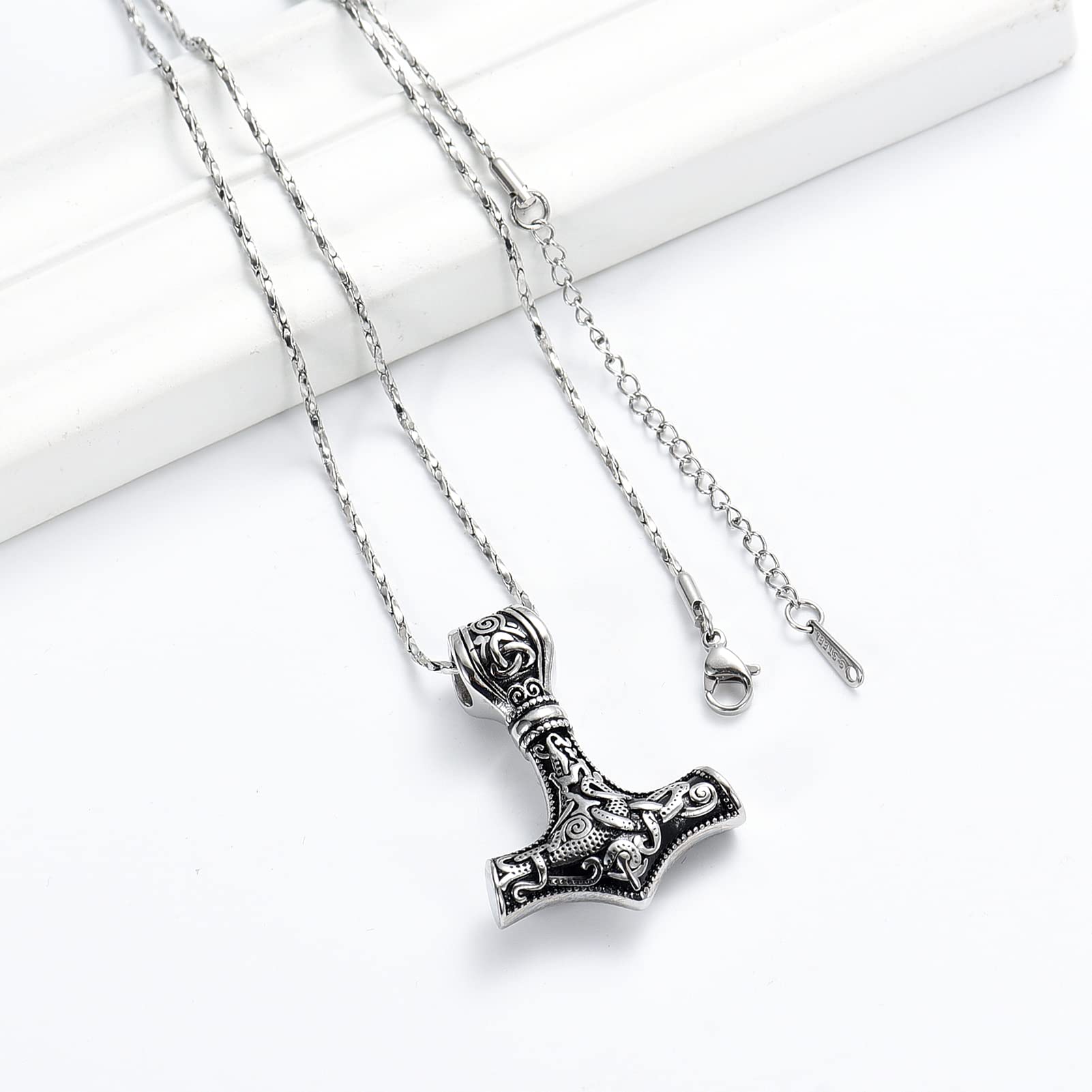 Mjolnir Thor's Hammer Cremation Jewelry Pendant - Memorial Ash Urn Necklace for Men & Women - Mini Keepsake Urn for Ashes - Perfect for Viking-Themed Memorials & Norse Tribute Gifts
