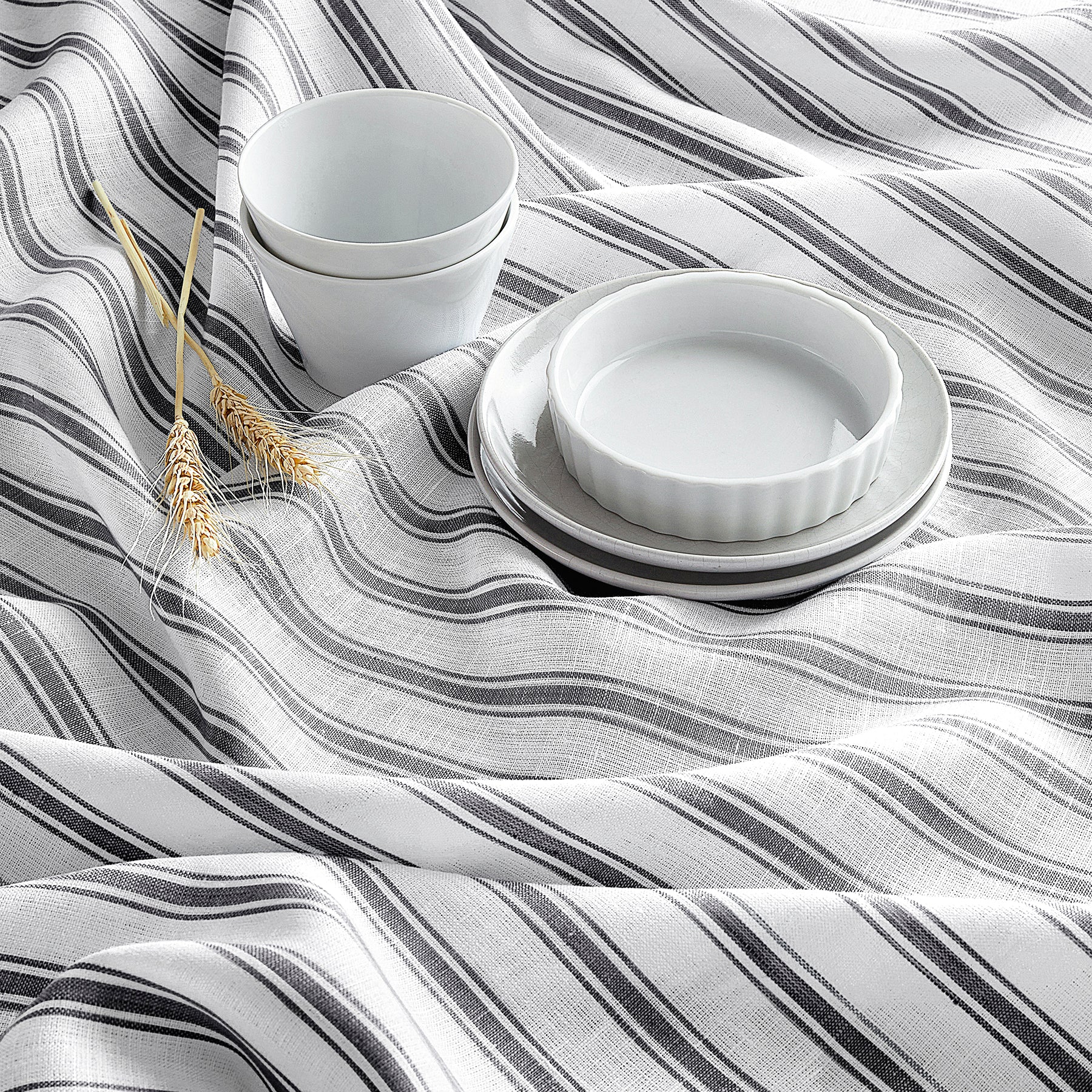 Stylish Capri Ticking Stripe Table Throw - Cotton Blend Tablecloth for Dining Room, Kitchen, and Outdoor Picnics