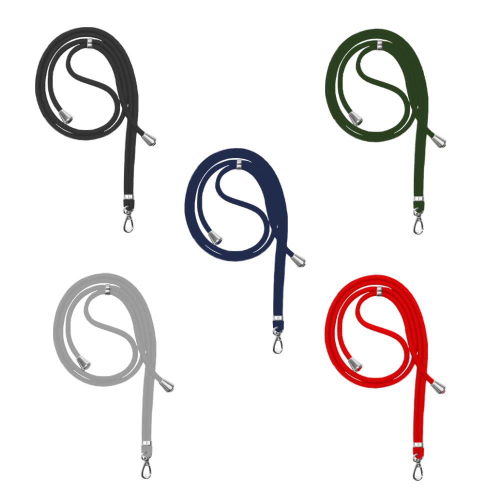 Universal Phone Lanyard Set - 5 Adjustable Nylon Neck Straps with Card Holders for Smartphones - Work & Travel Use