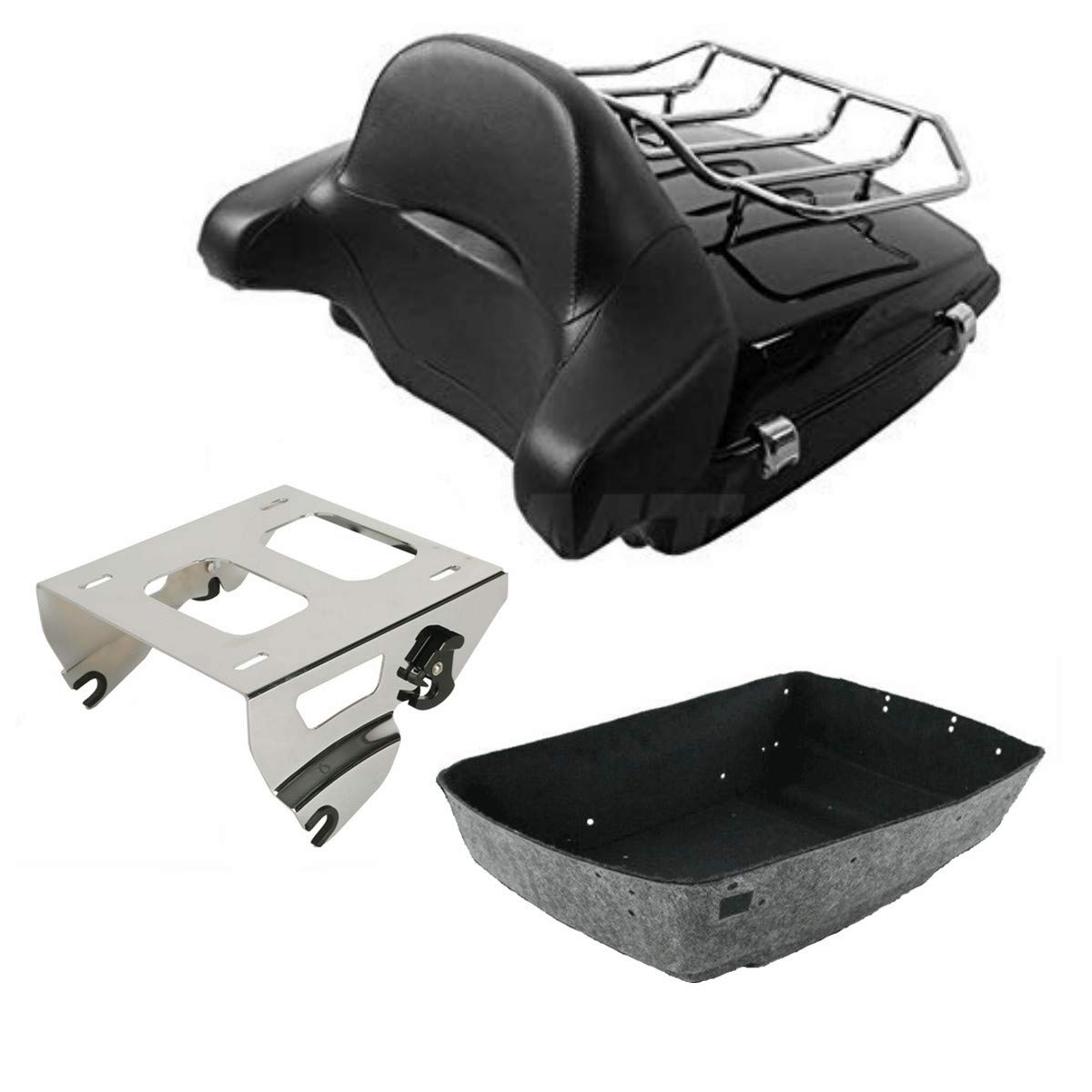 TCT-MOTORPARTS Chopped Tour Pack & Solo Mounting Rack Backrest for Harley Touring Street Glide & Road King (2014-2025) - Perfect for Long Rides & Custom Motorcycle Upgrades