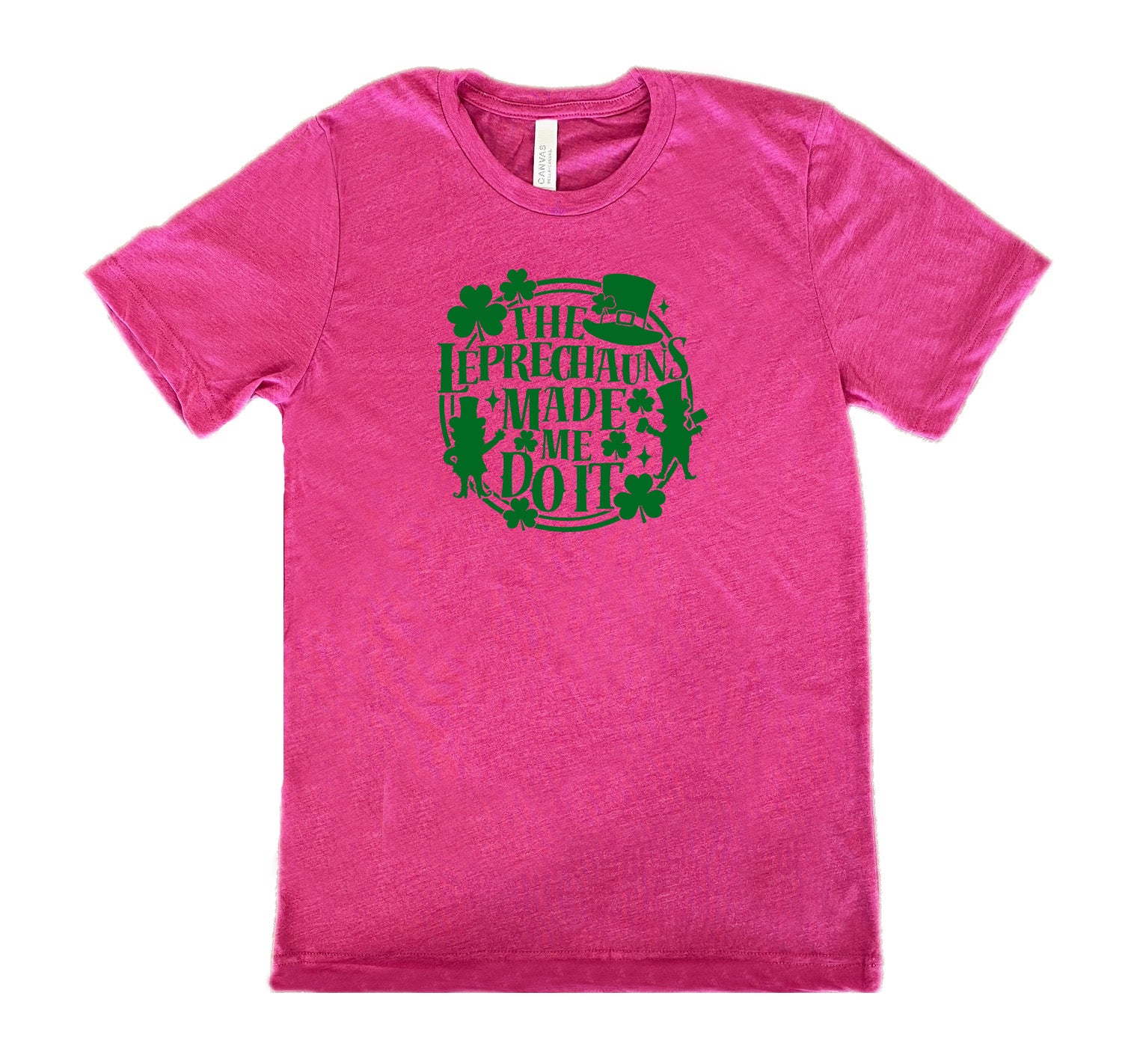 Leprechauns Made Me Do It Funny St. Patrick's Day T-Shirt - Unisex Graphic Tee for Men & Women - Perfect for Irish Pub Crawls, Parades and Holiday Parties