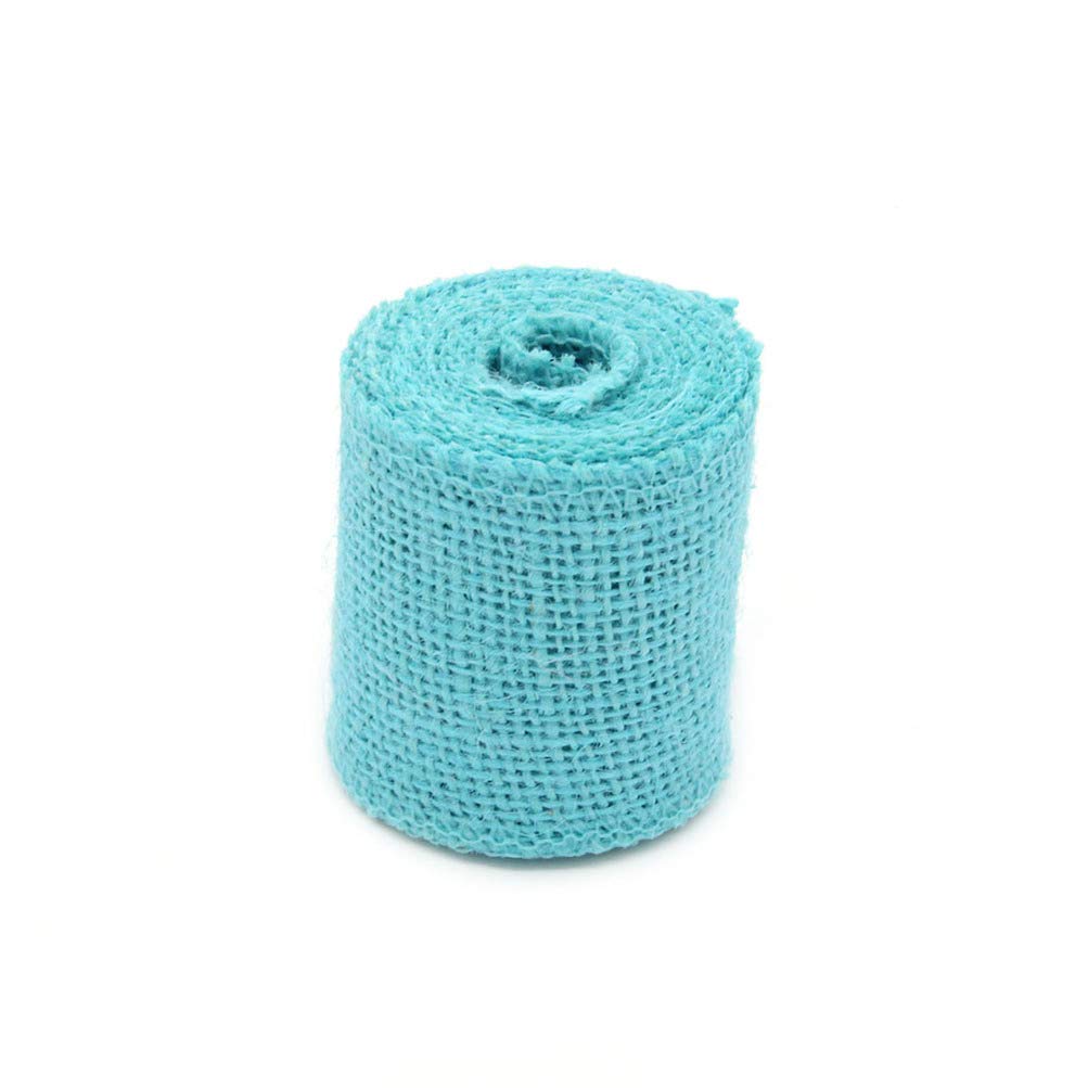 LIOOBO Natural Burlap Ribbon Rolls for DIY Crafts, Rustic Gift Wrapping, Christmas Decorations, Wedding Bouquets, Floral Bows, Wreath Making - Sky Blue - Perfect for Home Decor, Party Favors and Seasonal DIY Projects
