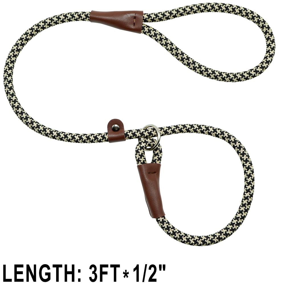3FT Slip Lead Dog Training Leash - No Pull Pet Leash for Medium & Large Dogs - Durable 1/2 Inch Nylon Rope Slip Collar (3FT x 1/2