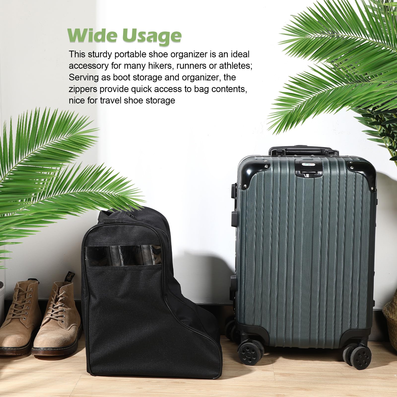 2 Pack Cowboy Boot Storage Bags - Portable Travel Shoe Organizer for Men's Tall Boots with Handles, Durable Black Shoe Protector for Home & Travel - Perfect for Road Trips, Camping & Western Events