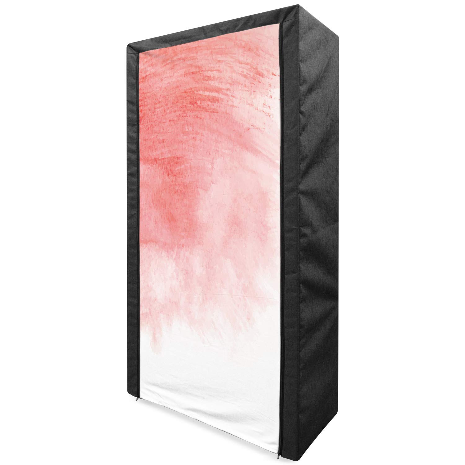 Ambesonne Peach Portable Fabric Wardrobe - Hand Painted Watercolor Ombre Print Clothing Organizer with Shelves, 33.5 Inch, Coral White - Perfect for Bedroom, Closet, Dorm & Small Space Storage