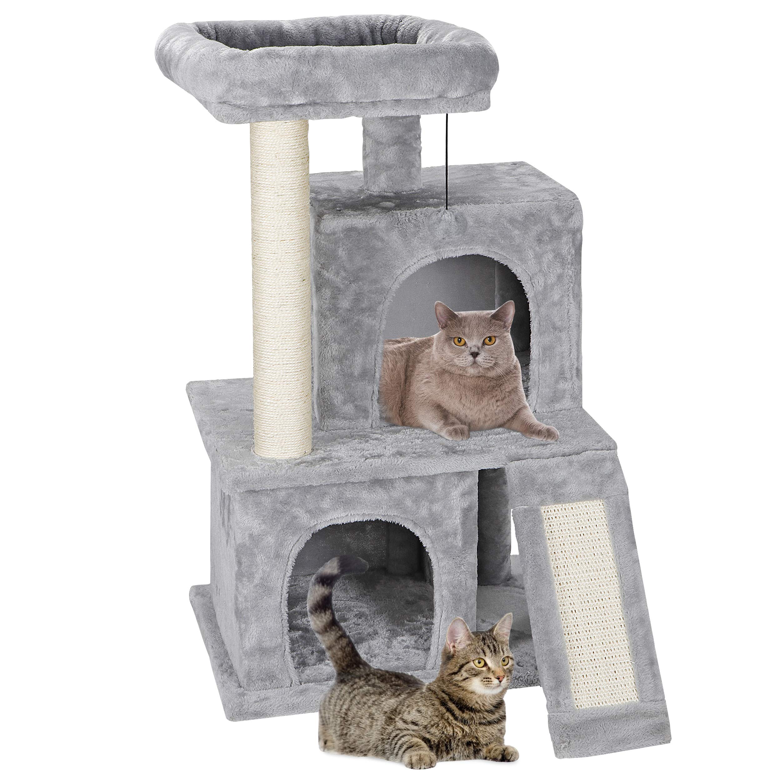 Nova Microdermabrasion Cat Tree for Indoor Cats - 34 Inch Cat Tower with Scratching Post & Ultra Soft Plush Covering - Durable Cat Condo Furniture for Kittens & Adult Cats - Perfect for Play, Rest & Climbing in Home or Office