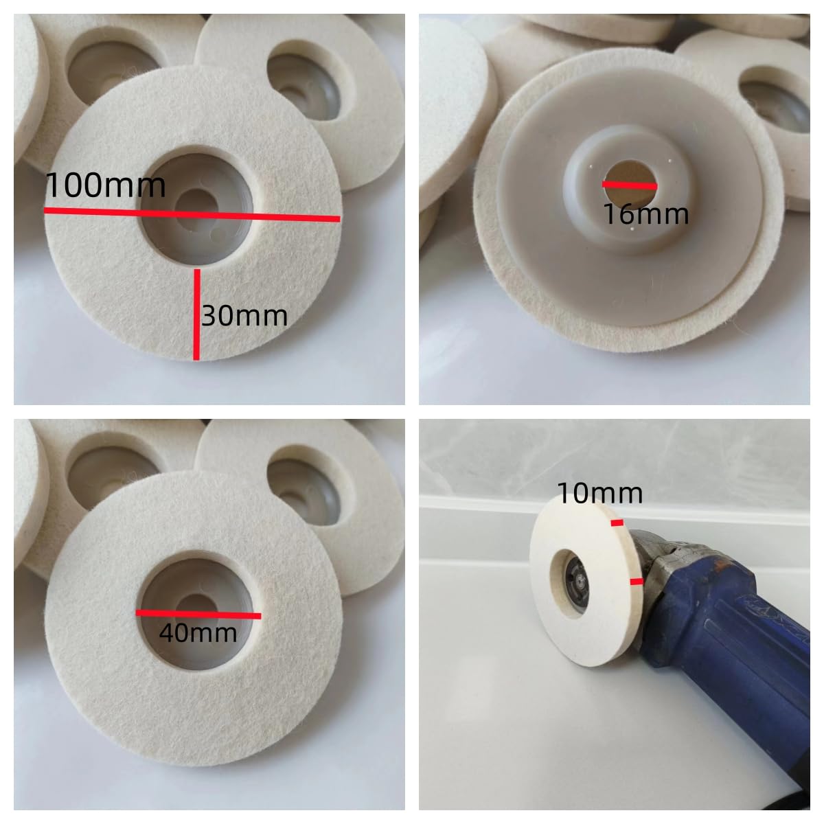 10CM Wool Polishing Wheel Disc for Angle Grinder - 10 Pack - Metal, Glass, Ceramic & Marble Surface Polishing & Rust Removal - Perfect for DIY Projects, Auto Detailing & Home Renovation