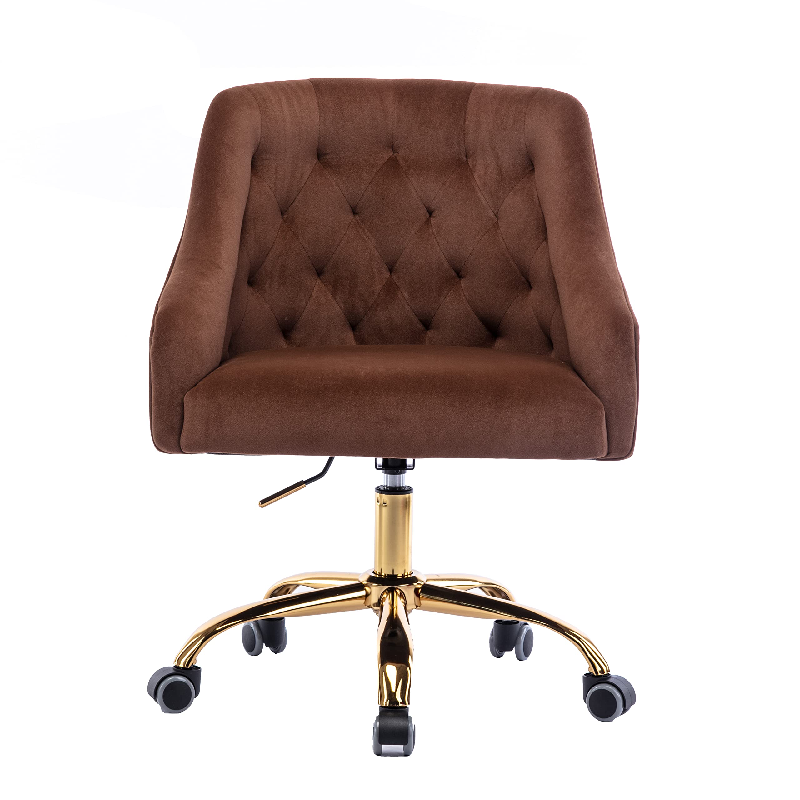 Modern Home Office Chair - Ergonomic Swivel Desk Chair with Wheels & Height Adjustable, Velvet Upholstered Task Chair for Living Room, Bedroom, Makeup Vanity - Comfortable Seating for Work & Study (Brown)
