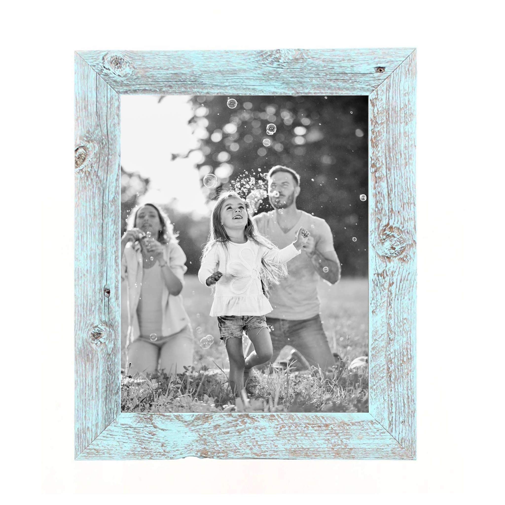 HomeRoots 12x18 Rustic Blue Picture Frame - Handmade Wooden Photo Frame for Wall Decor, Living Room, Bedroom & Office Display