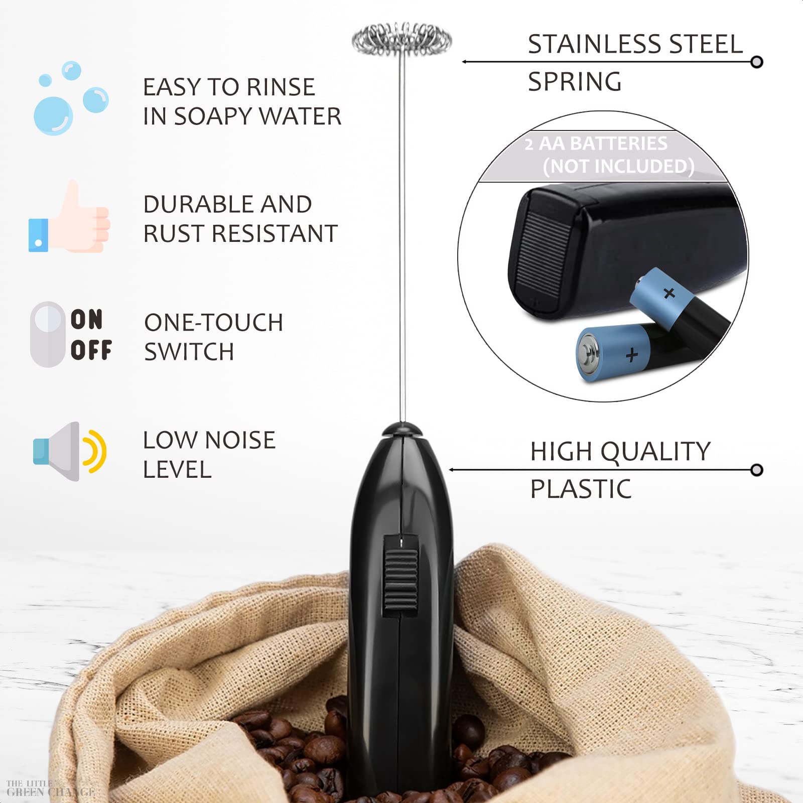 4Pcs Electric Milk Frother Handheld Mixer - Mini Stainless Steel Battery Operated Coffee Frother & Egg Whisk | Perfect for Lattes, Cappuccinos, Hot Chocolate & Baking at Home
