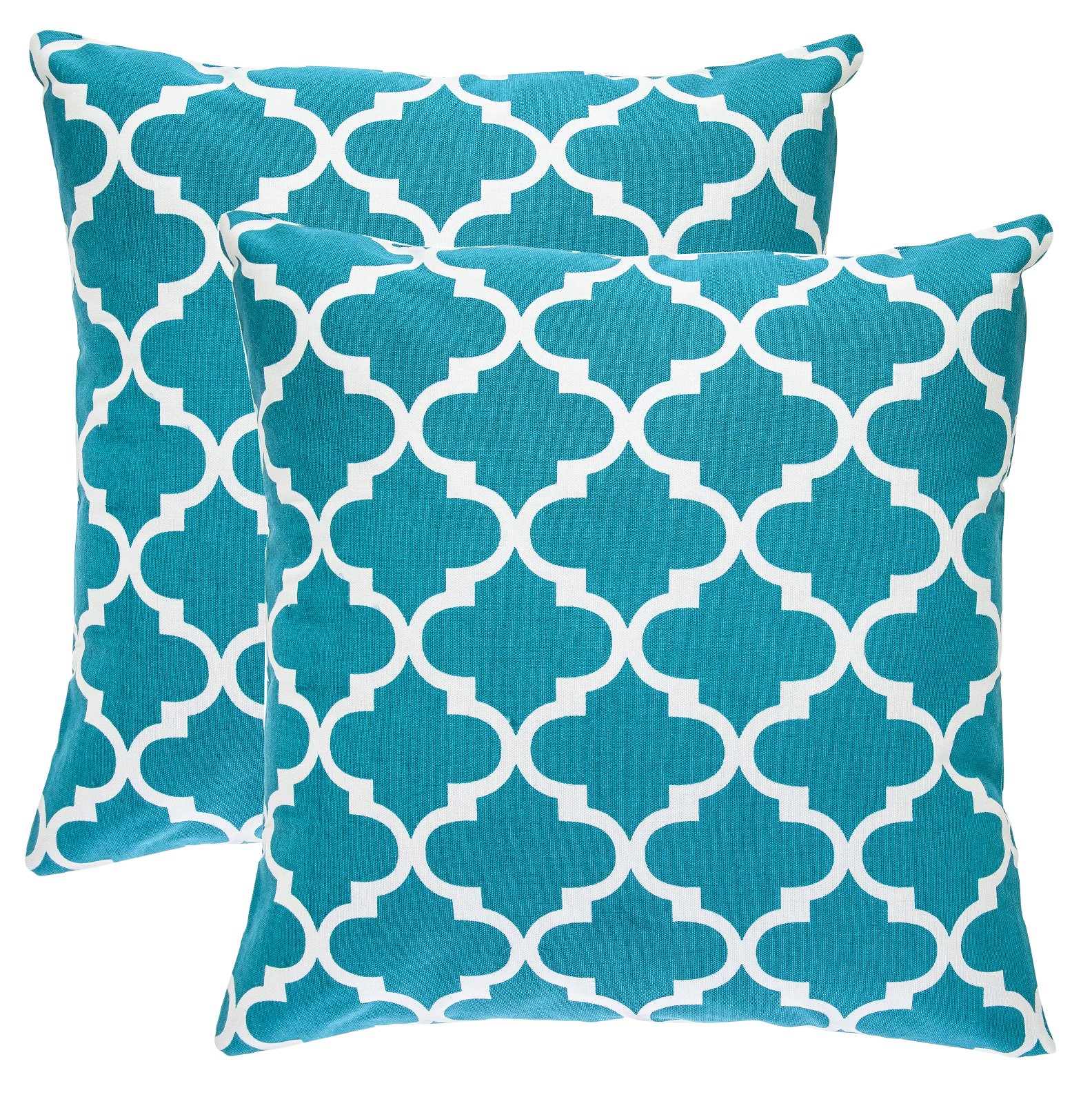 TreeWool Trellis Pattern 20x20 Inch Set of 2 Decorative Throw Pillow Covers - 100% Cotton Accent Pillow Cases for Sofa, Couch & Bed - Spring Summer Home Decor in Teal - Perfect for Living Room, Bedroom & Outdoor Patio