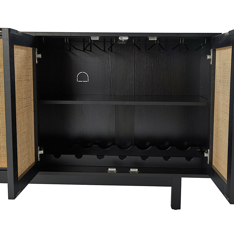 Otmar 63-Inch Wide Natural Rattan Mesh Sideboard with Storage - Multi-Purpose Buffet Cabinet for Dining Room, Living Room, or Entryway - Perfect for Home Decor and Organizing Dishes, Linens & More