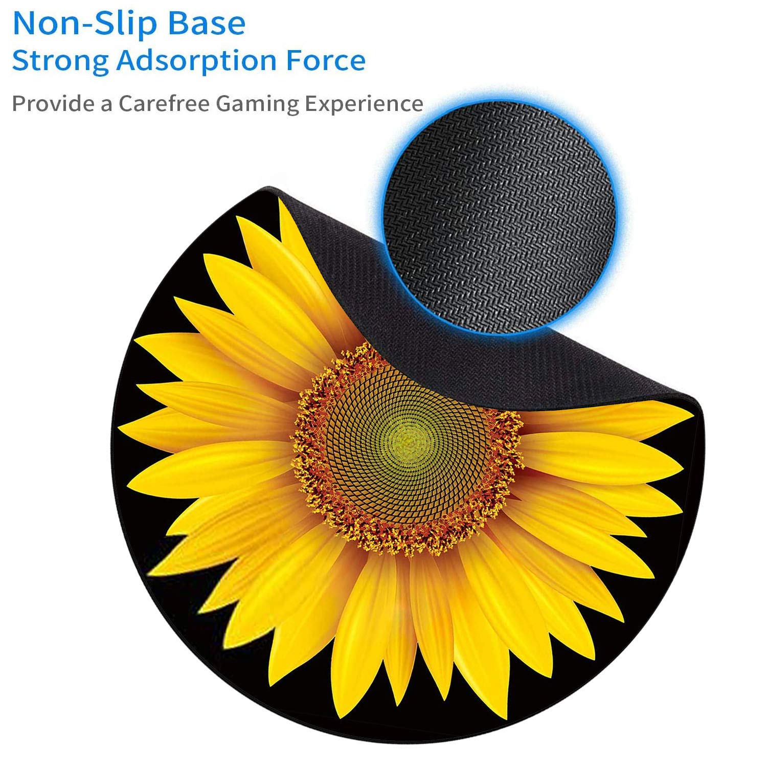LACOMA Round Mouse Pad and Coasters Set - Sunflower Design Non-Slip Rubber Base for Laptop & Computer - Cute Desk Accessories for Office, Gaming & Home Workspace