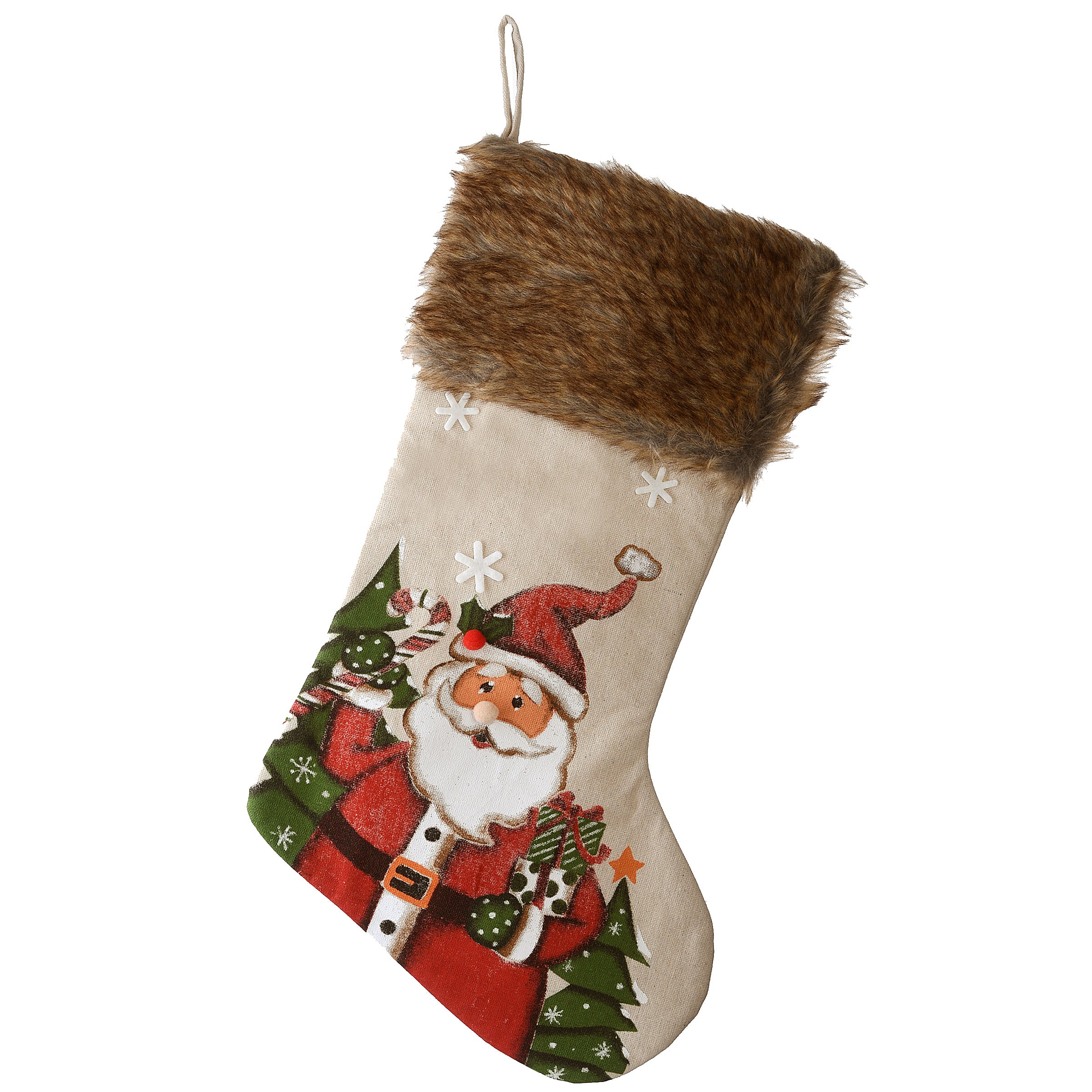 21 Inch Christmas Santa Stocking - Rustic Farmhouse Holiday Decor for Fireplace Mantel, Christmas Tree, and Cozy Home Styling