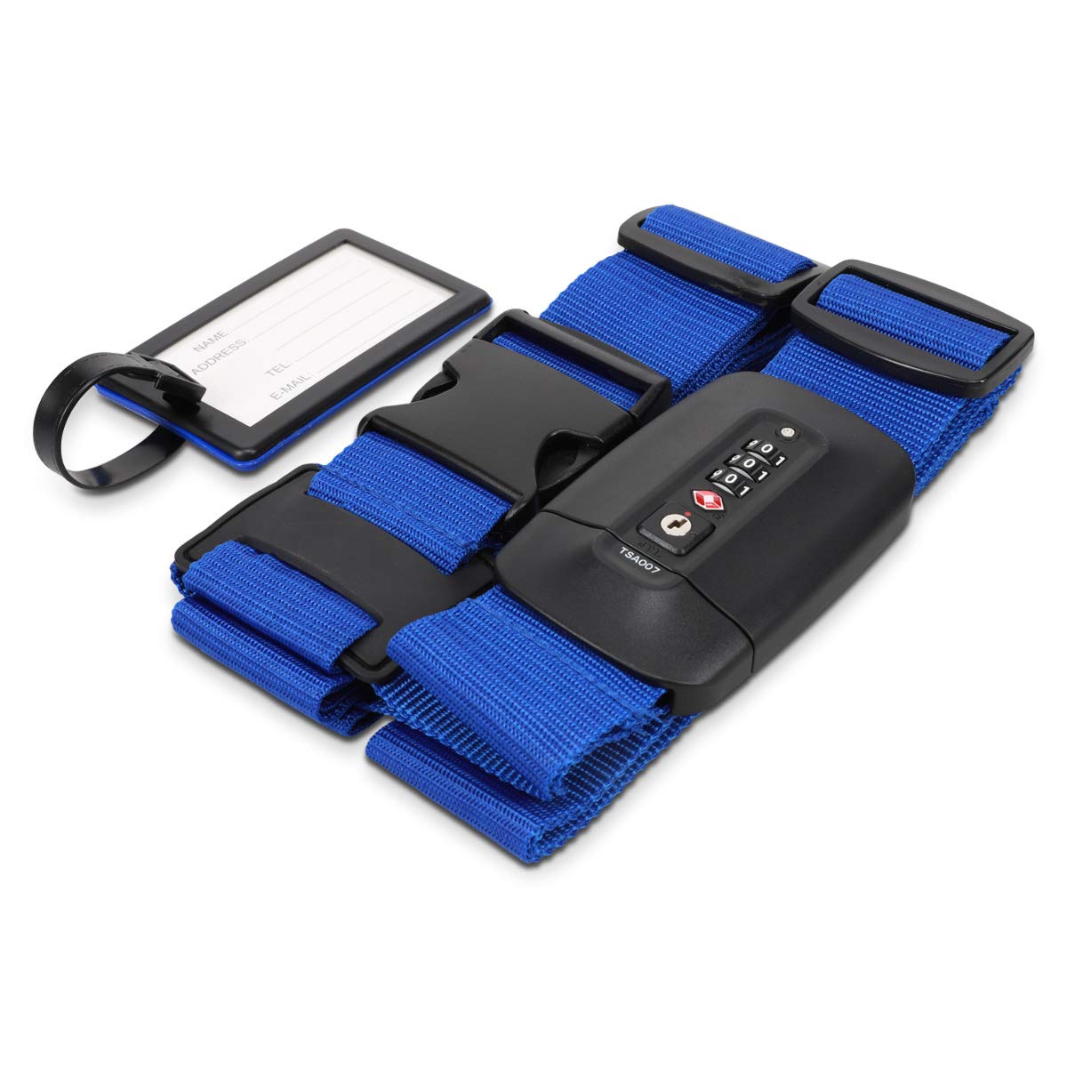 Navaris TSA Approved Luggage Strap - Adjustable Suitcase Security Belt with Combination Lock & ID Tag - Perfect for Air Travel, Cruise Vacations & Business Trips