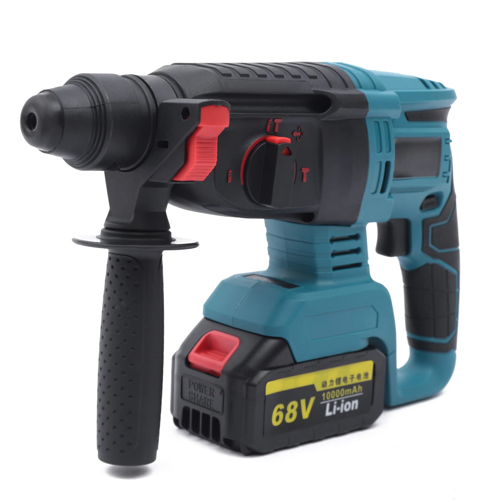 4 in 1 Cordless Hammer Drill Kit - Brushless Rechargeable Electric Demolition Jack Hammer with 2 Li-Ion Batteries - Concrete Breaker & Punching Tool for Wood, Metal & Masonry Drilling - Perfect for DIY Projects, Home Renovation & Construction Work