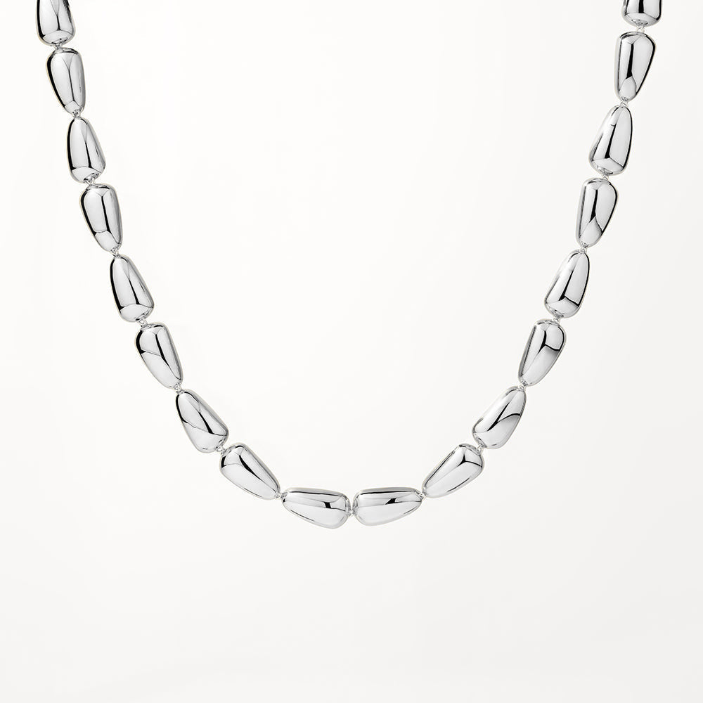 Silver Drop Dome Chain Necklace for Women - Elegant Pendant Necklace Jewelry Gift for Birthday, Anniversary & Special Occasions