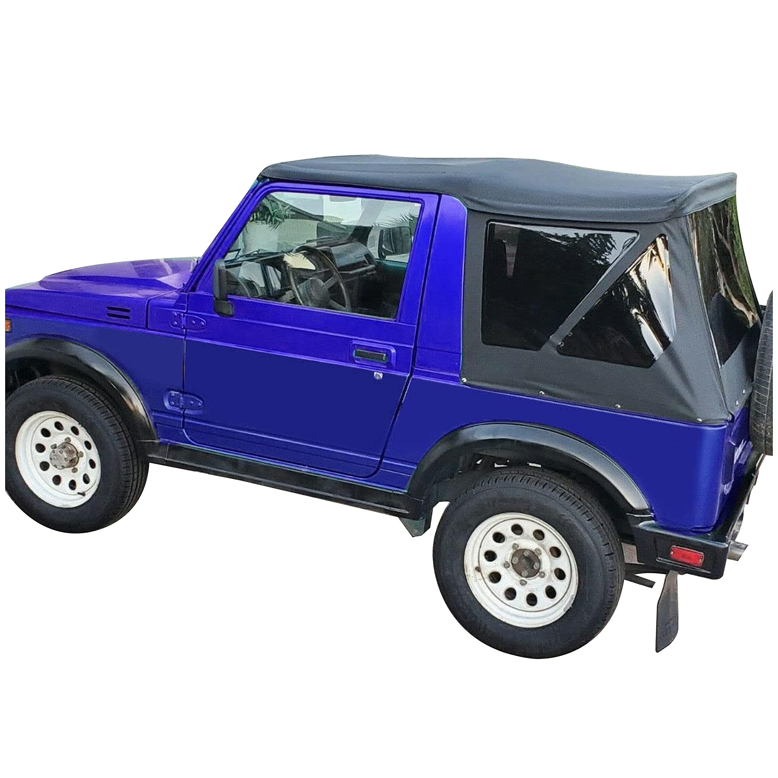 HECASA Black Sailcloth Soft Top for 1986-1994 Suzuki Samurai | Tinted Zip-Out Windows | Durable Replacement Jeep Top for Off-Roading & Outdoor Adventures