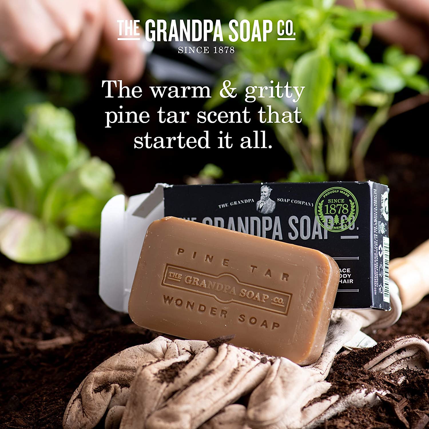 Grandpa's Soap Pine Tar Soap 4.25 oz (Pack of 4) - All-Natural Skin Care for Eczema, Psoriasis & Dry Skin Relief - Perfect for Camping, Hiking & Outdoor Activities
