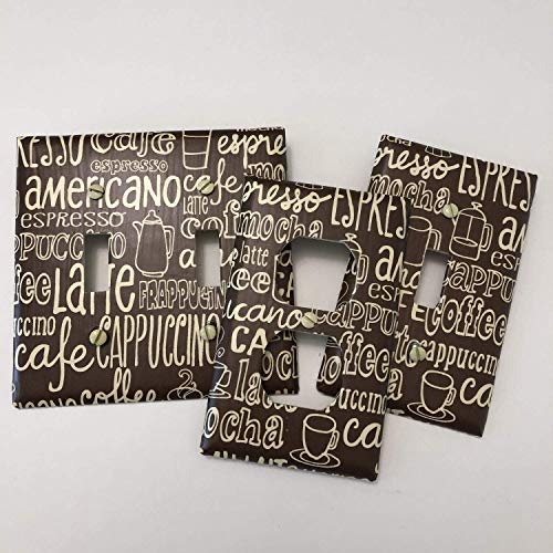 Brown Coffee-Themed Wall Light Switch Plate Cover - Latte, Cappuccino & Americano Style Outlet Cover - Home Decor & Wall Art for Kitchen, Cafe & Living Room Decoration