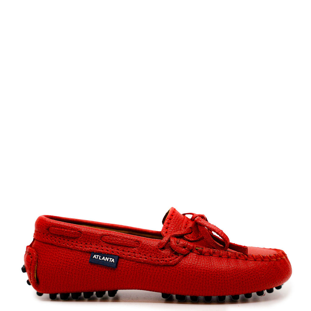 Atlanta Moccasin Red Pebbled Leather Boat Loafers - Comfortable Slip-On Shoes for Men | Perfect for Business Casual, Office & Travel
