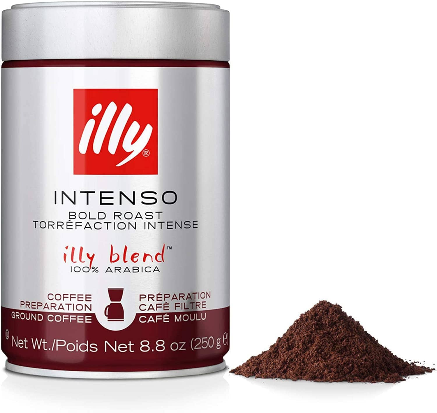 Illy Intenso Filter Coffee 250g - Rich & Bold Ground Coffee for Drip Brewing - Perfect for Home, Office & Cafes