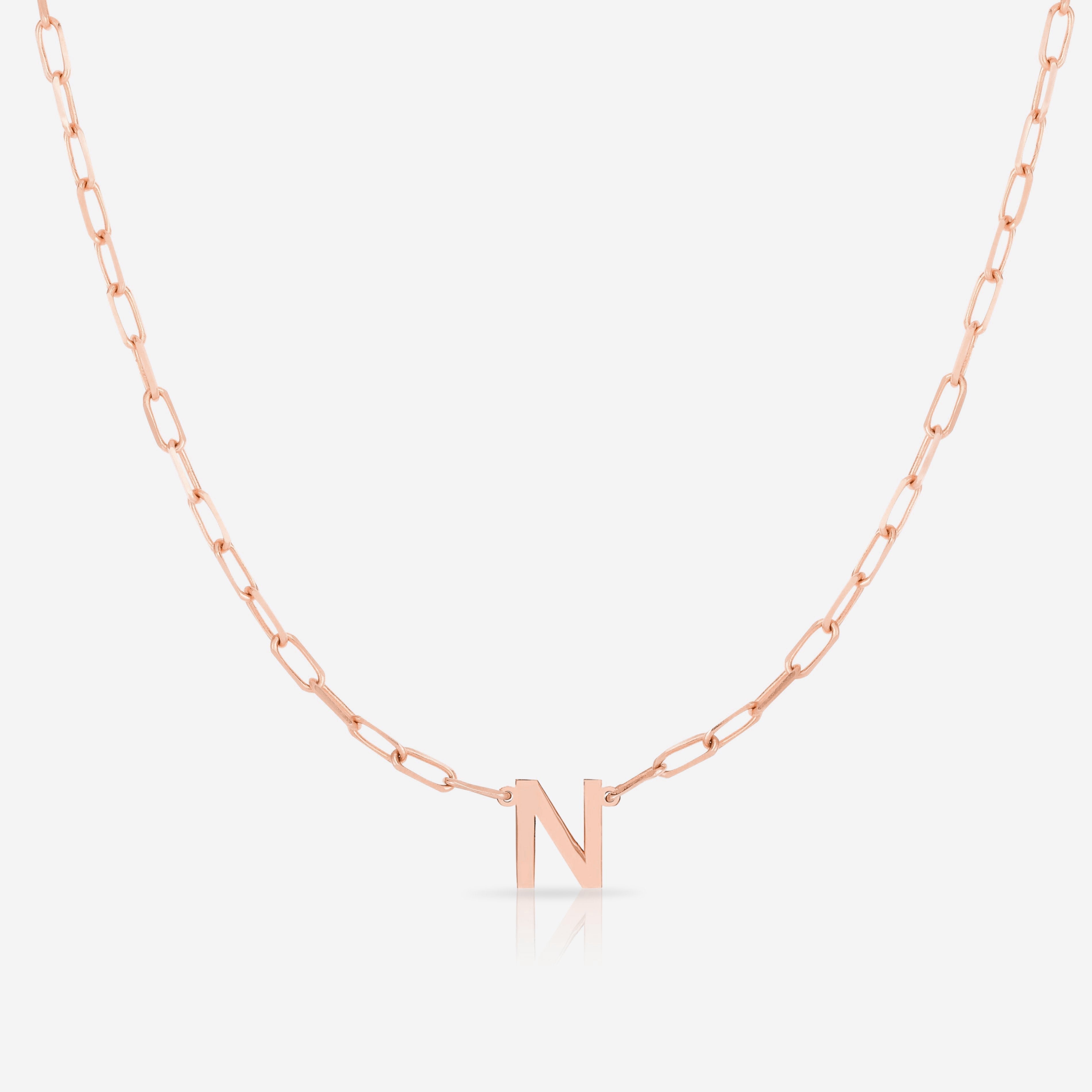 Block Initial & Link Chain Necklace for Women - Personalized Name Necklace, Dainty Layering Jewelry Gift for Her - Perfect for Birthdays, Anniversaries and Everyday Wear