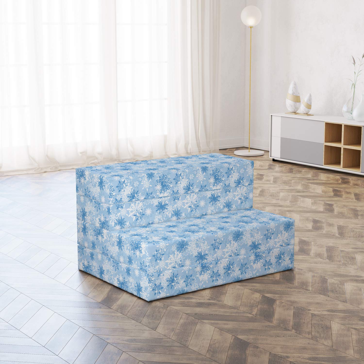Ambesonne Snowflake Foldable Mattress - Christmas Holiday Guest Bed - 74.8