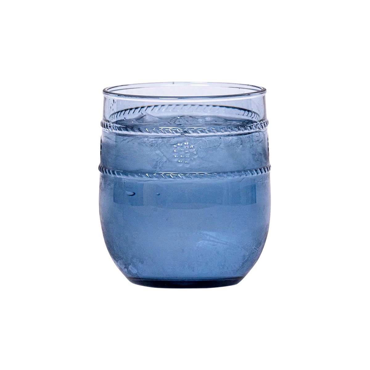 Juliska Blue Isabella Acrylic Tumbler - 16oz Unbreakable BPA-Free Drinking Cup with Embossed Design | Perfect for Iced Coffee, Smoothies & Outdoor Picnics