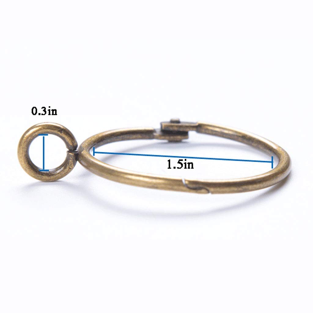 10 Pack Bronze Open Curtain Rings with Eyelet - 1.5 Inch Rust-Proof Brass Metal Drape Loops for Shower Curtains, Rods & Poles - Easy Open/Close Design (Set of 50) - Perfect for Bedroom, Living Room & Bathroom Window Treatments