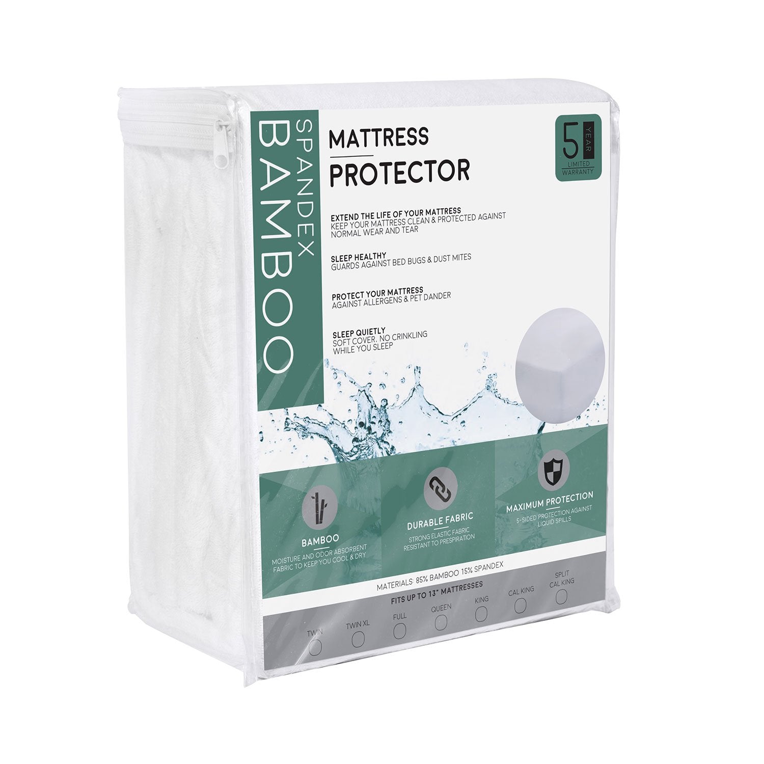 Premium Bamboo Mattress Protector - 100% Waterproof, Hypoallergenic & Breathable - Queen Size Bed Cover for Allergy Relief & Night Sweats - Perfect for Kids, Adults & Pet Owners