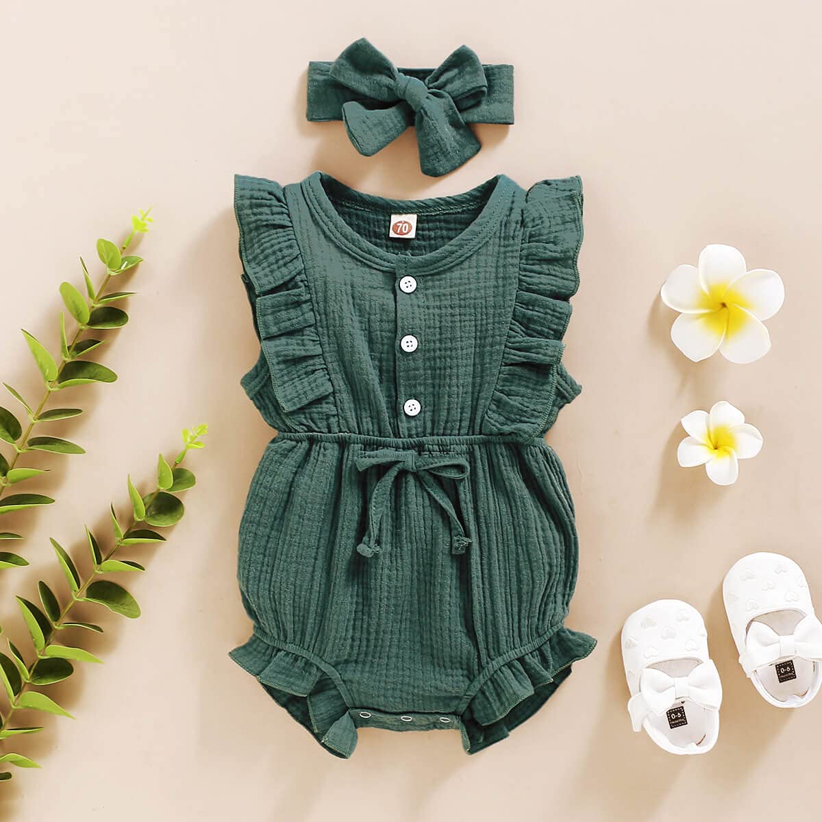 Renotemy Newborn Baby Girl Romper - Soft Summer Short Sleeve Jumpsuit for 0-24 Months | Perfect for Playdates, Photoshoots & Everyday Wear