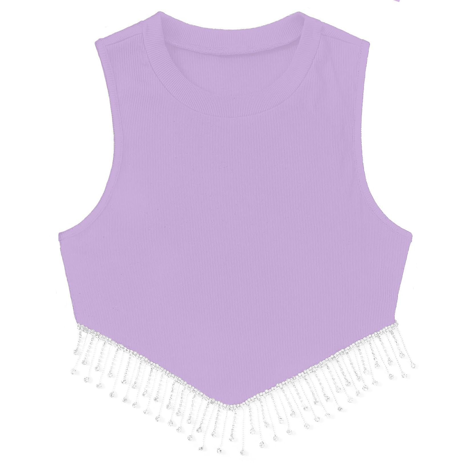 Sparkly Rhinestone Fringe Crop Top for Women | Sequin Glitter Tank Top | Sexy Party & Concert Outfit | Perfect for Nightclubs, Festivals & Special Events