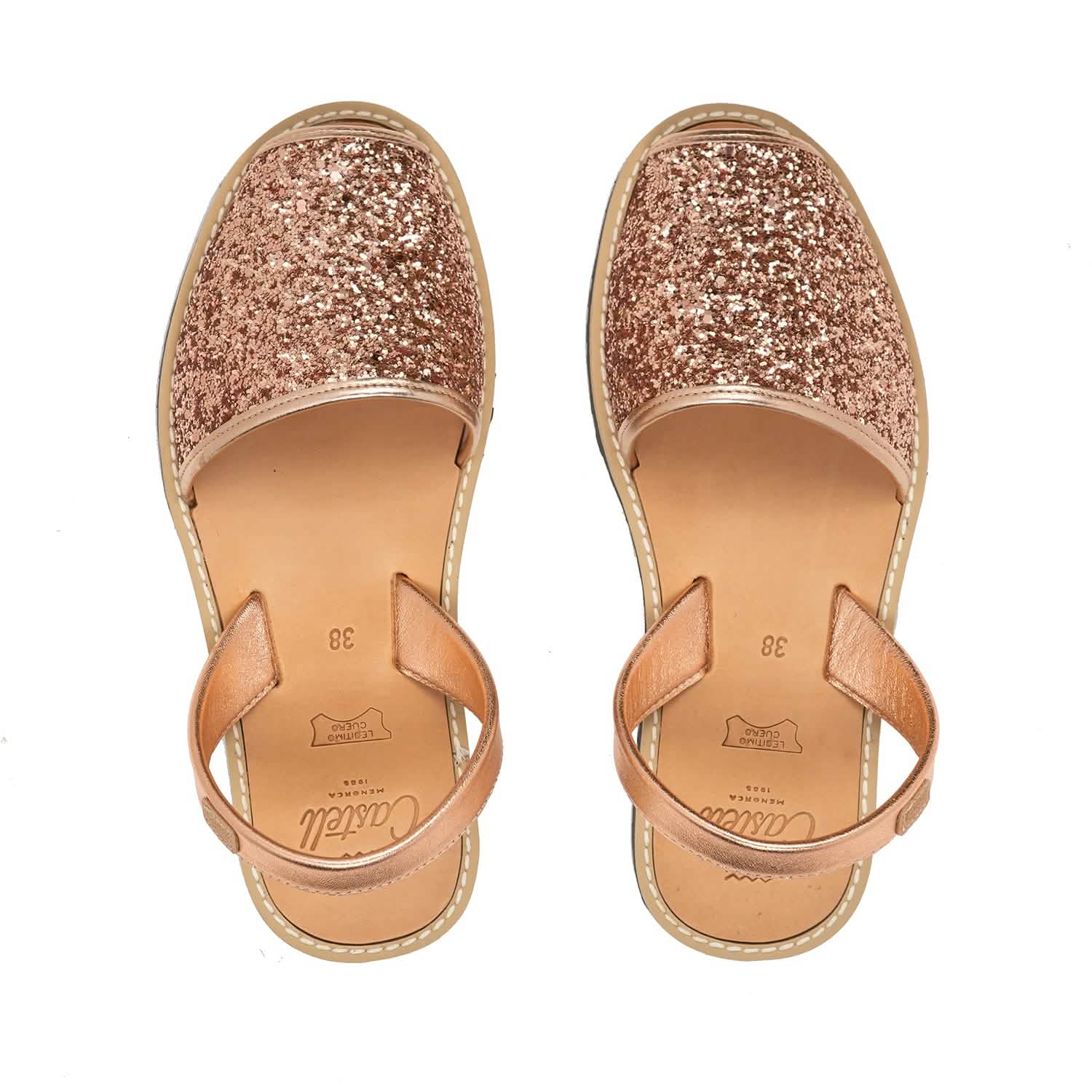 Madona 1056R Women's Open Toe Glitter Leather Menorcan Sandals - Perfect for Beach Vacations, Summer Parties & Casual Outings