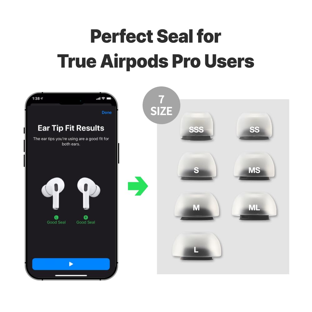 AZLA MAX AirPods Pro Tips 1st & 2nd Gen - Premium Silicone Ear Tips for Comfort & Noise Isolation - Perfect for Workouts & Travel