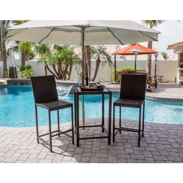 Dark Brown Bar Height Armless Chairs Set of 2 - Indoor/Outdoor Counter Stools for Kitchen Island, Patio, Dining & Bar - Rustic Modern Home Decor