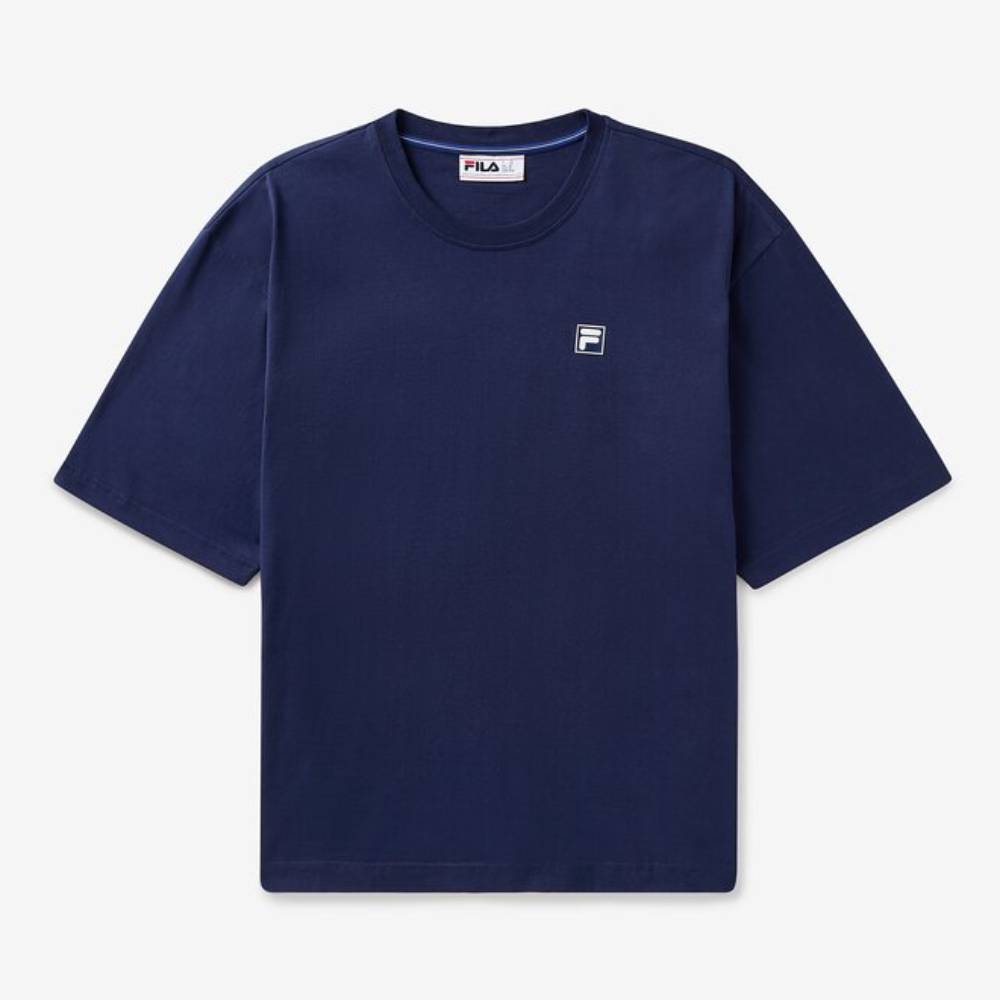 Fila Unisex Country Club Racquet Box Tee Top - Comfortable Cotton T-Shirt for Tennis & Casual Wear (Fila Navy) - Perfect for Sports, Gym, and Everyday Outfits