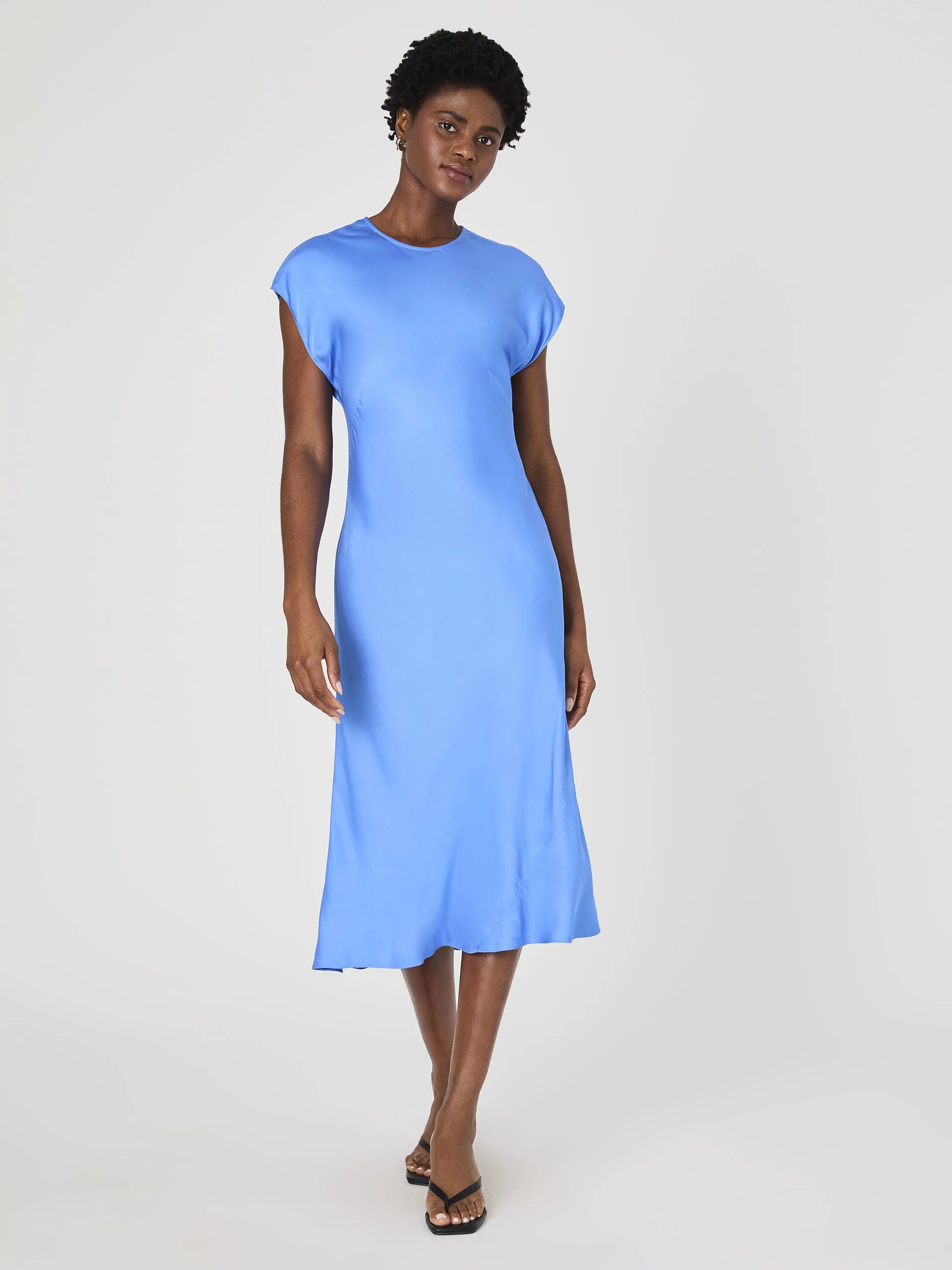 Ennis Satin Column Midi Dress in Ultramarine Blue - Elegant Formal & Cocktail Party Wear for Women