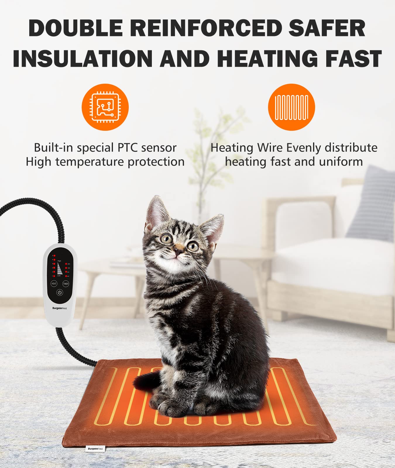 BurgeonNest Adjustable Pet Heating Pad - 18x16