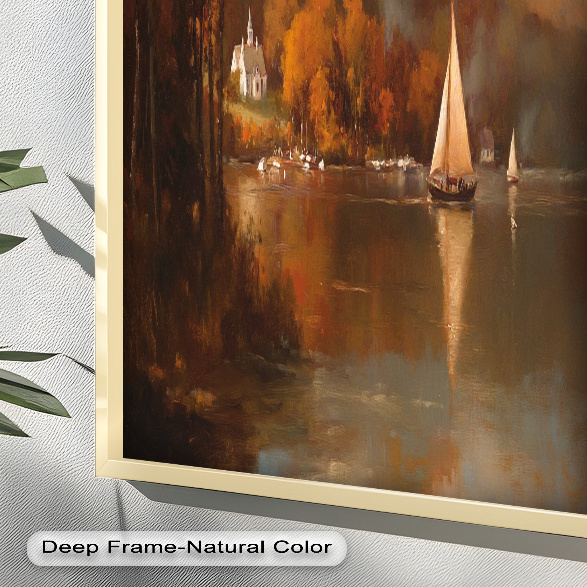 Autumn Sail Reflections - Classic Hudson River Oil Painting for Home Decor | Handmade Landscape Artwork for Living Room, Bedroom & Office